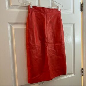 Vintage Red Leather Pencil Skirt 4